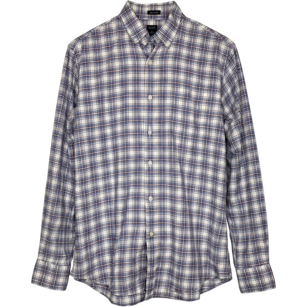 J.Crew Flex Washed Classic Fit Plaid Button Down Shirt Mens M Blue Red White